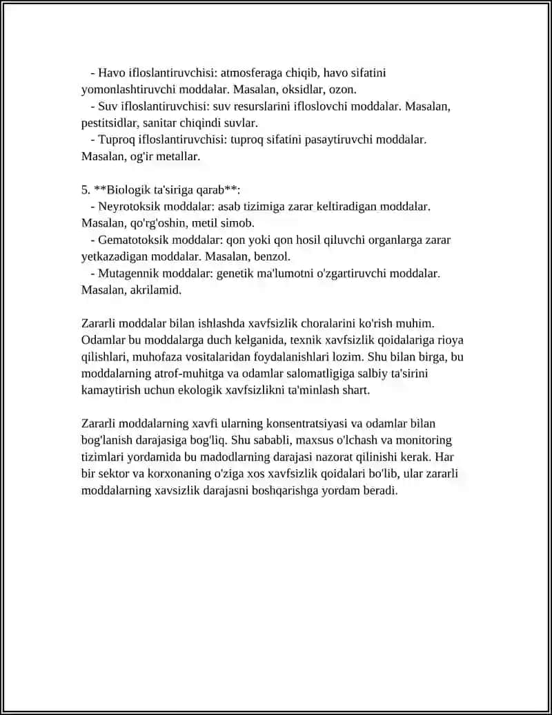 ZARARLI MODDALARNI INSON ORGANIZMGA TASIRI 4