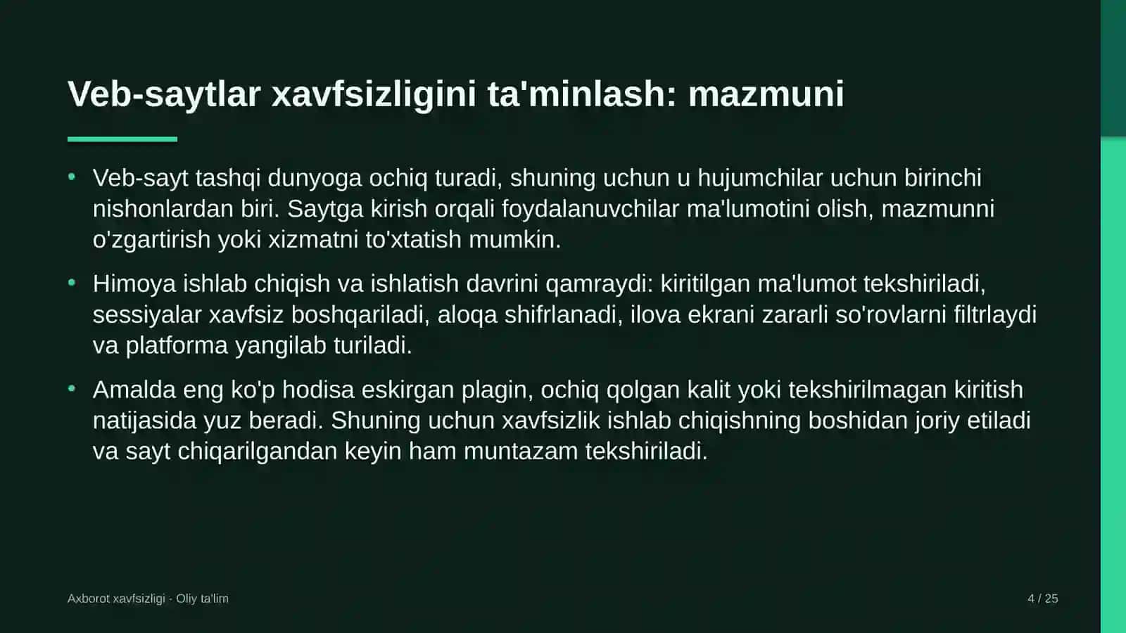 melioratsiya tizimida veb saytlar xavfsizligini ta'minlash 6382 4