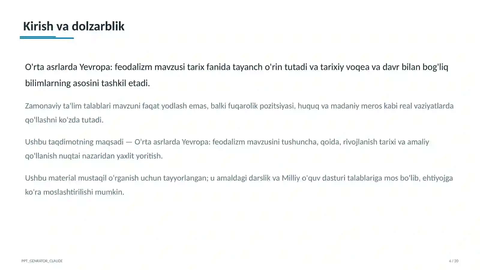 Yevropa tarixi: feodalizm (7-sinf) 4