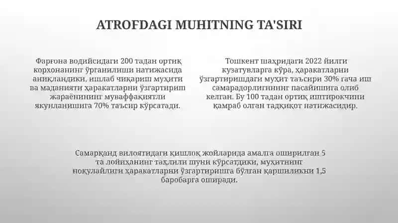 Xarakatini modifikatsiya qilish muammolari 4