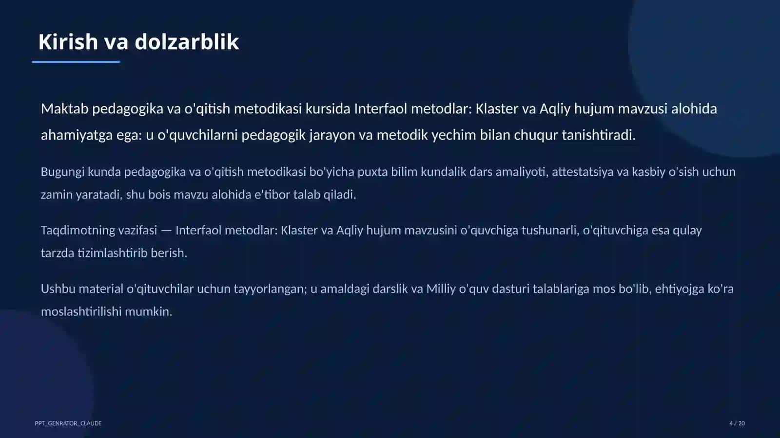 Interfaol metodlar: Klaster va Aqliy hujum 4