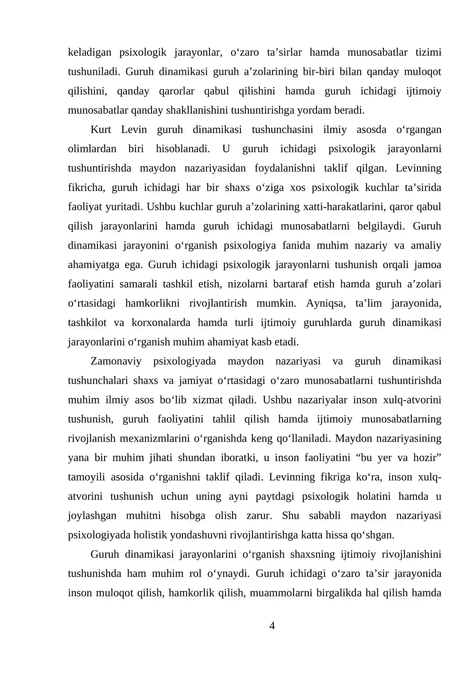 Maydon nazariyasi va guruh dinamikasi 4
