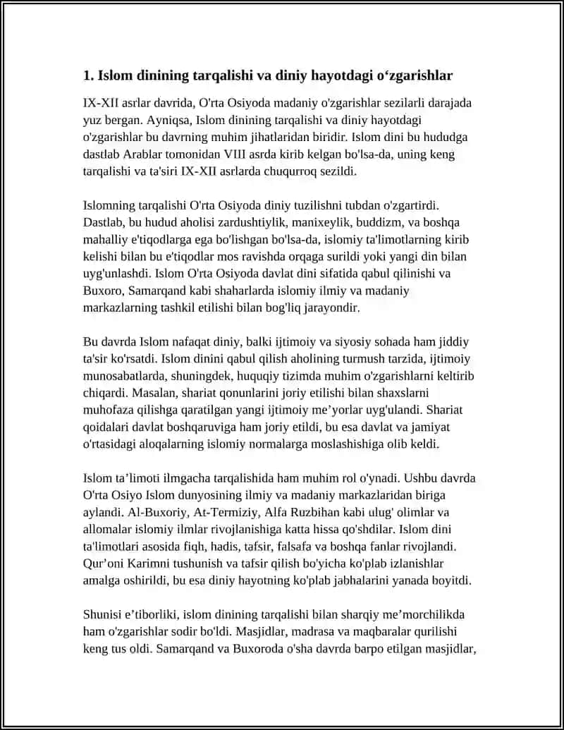 IX-XII ASRLARDA MAMLAKATIMIZDA ROʻY BERGAN MADANIY OʻZGARISHLAR 4