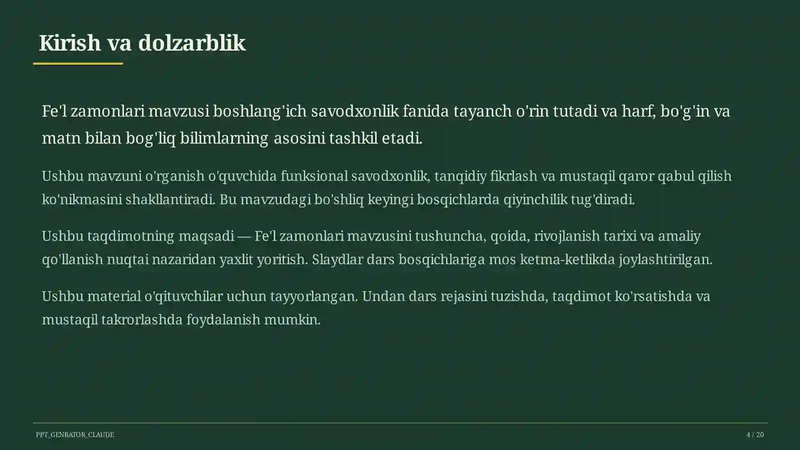 Fe'l zamonlari (4-sinf) 4