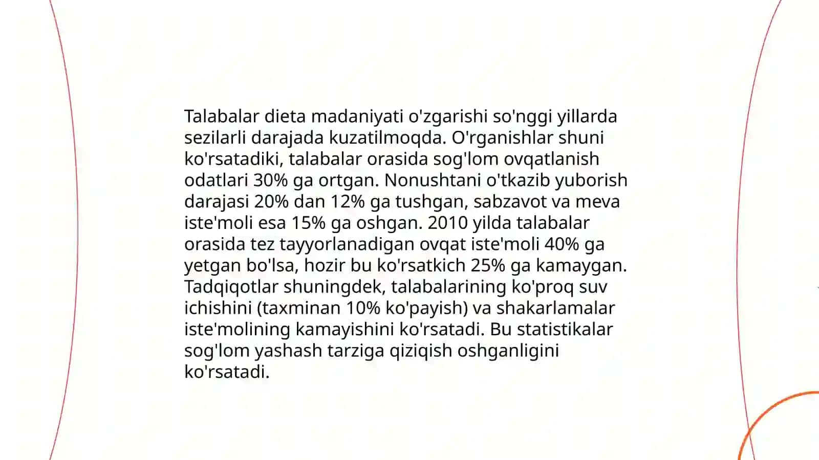 Talabalar orasida noto‘g‘ri ovqatlanish sabablari va uning sog‘liqqa ta’siri 4