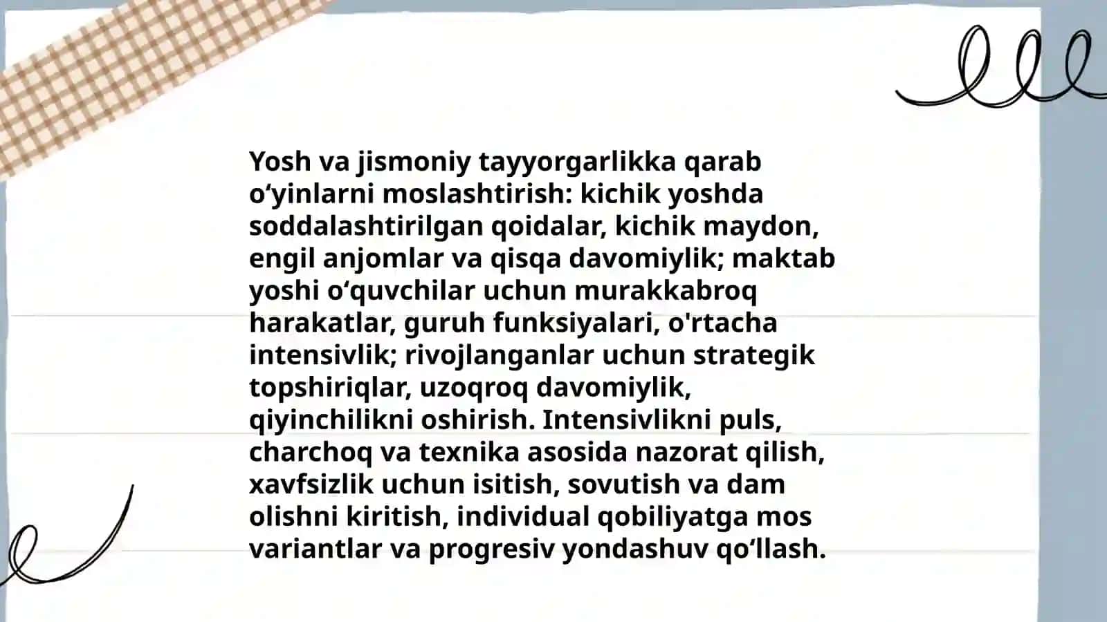 Harakatli o'yinlarni darsni asosiy qismida mos holda tanlash va tahlil qilish 4