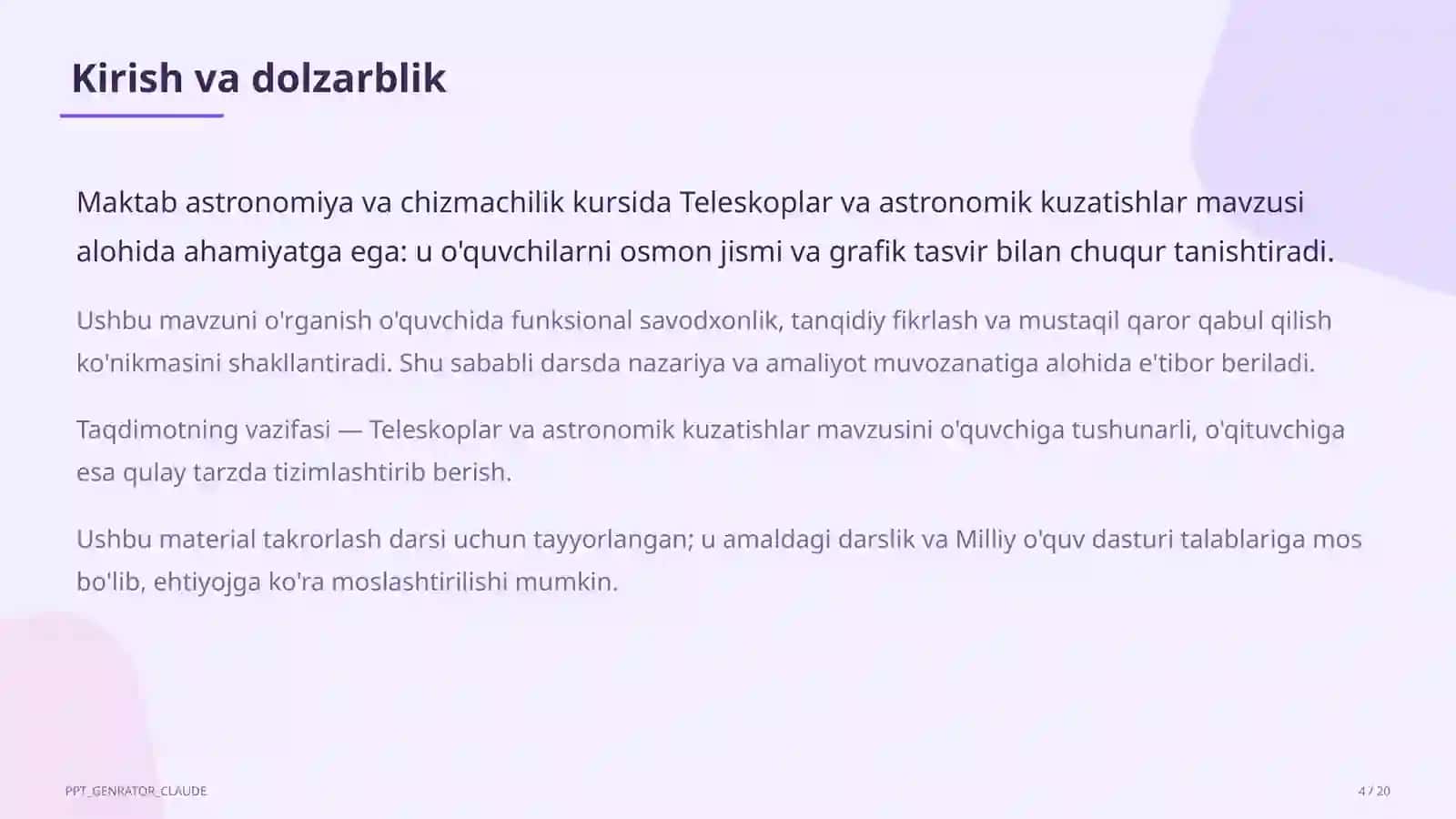 Astronomiya va chizmachilik (10-sinf) 4