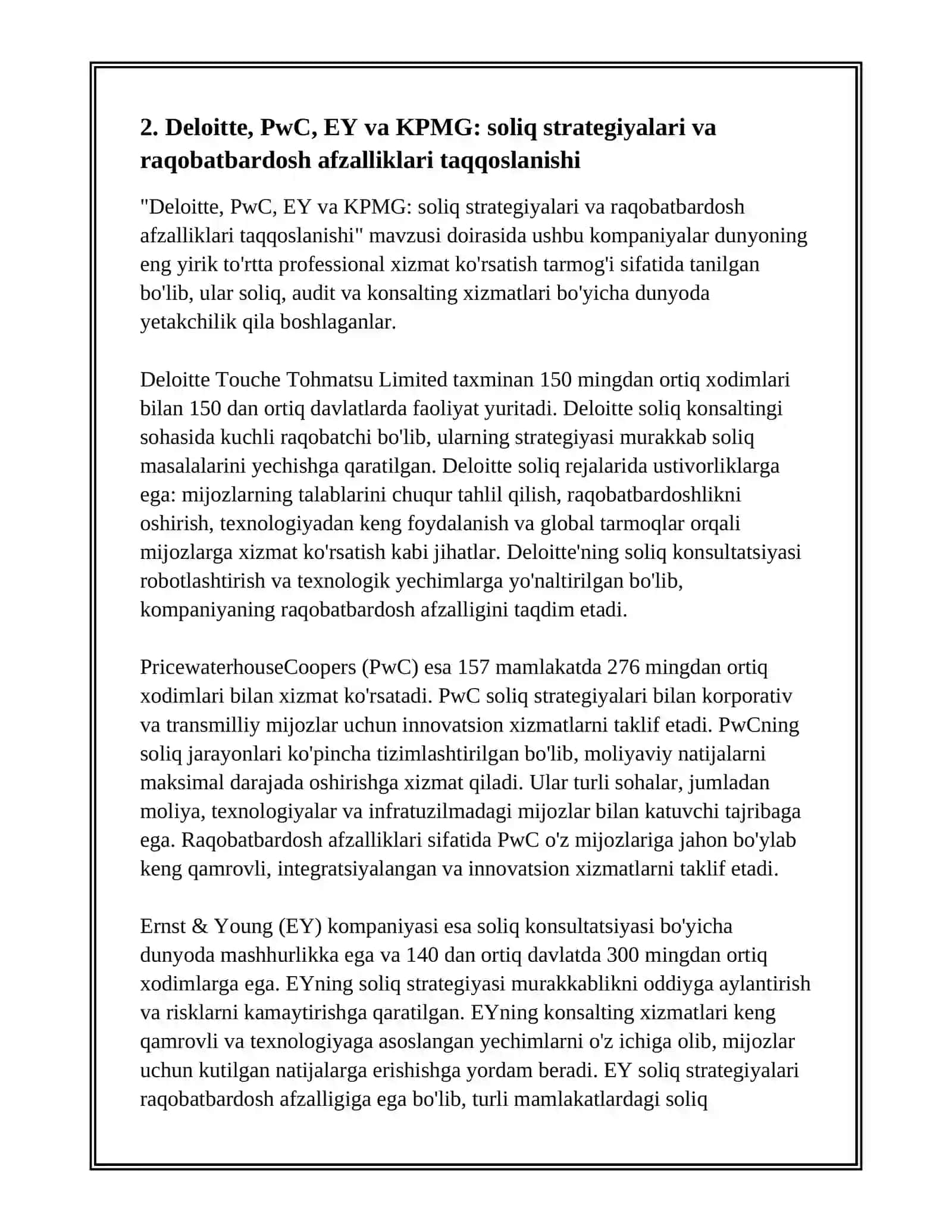 DUNYODAGI ENG YAXSHI SOLIQ MASLAHATI (KONSALTING) KOMPANIYALARI VA ULARNING O‘ZIGA XOS JIHATLARI 4