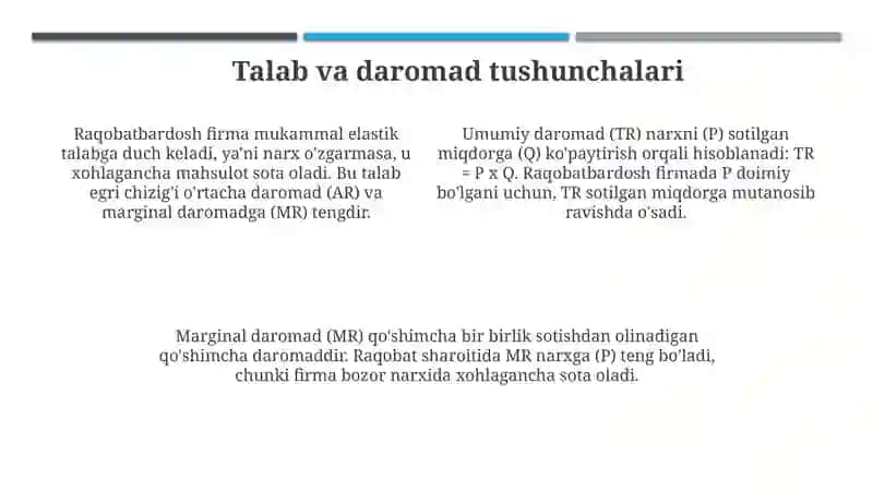 Raqobatlashgan bozorlardagi firmalar 4