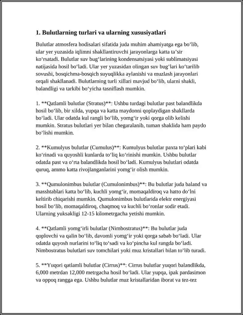 BULUTLAR VA ULARNING PAYDO BOʻLISHI 4