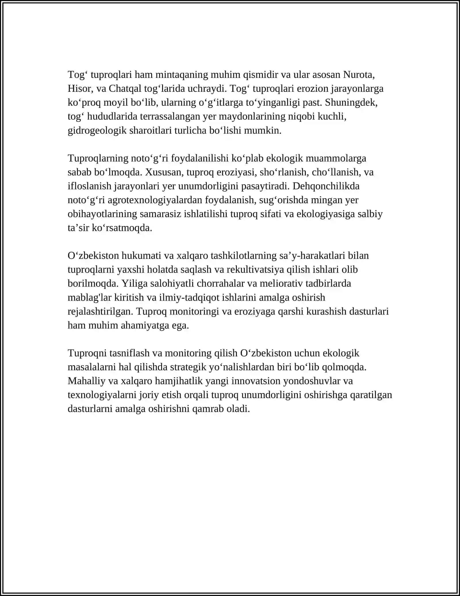 Oʻzbekistonda Tuproq Xillari va Ekologik Muommolar 4