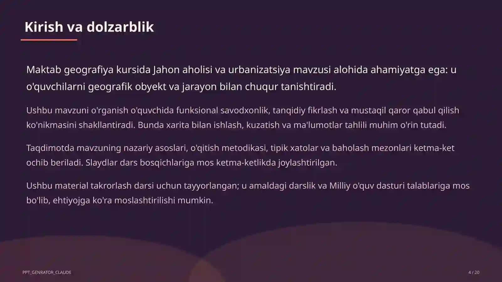 Jahon aholisi va urbanizatsiya (10-sinf) 4