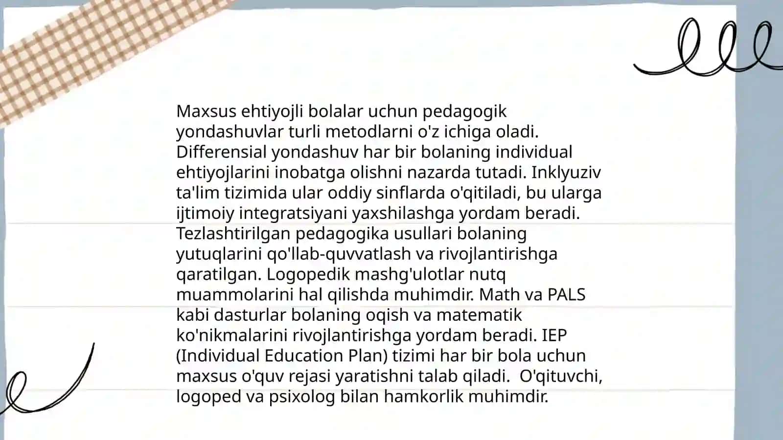 Imkoniyati cheklangan bolalarni umumta'lim maktablarida oʻqitishda konseptual talablar 4