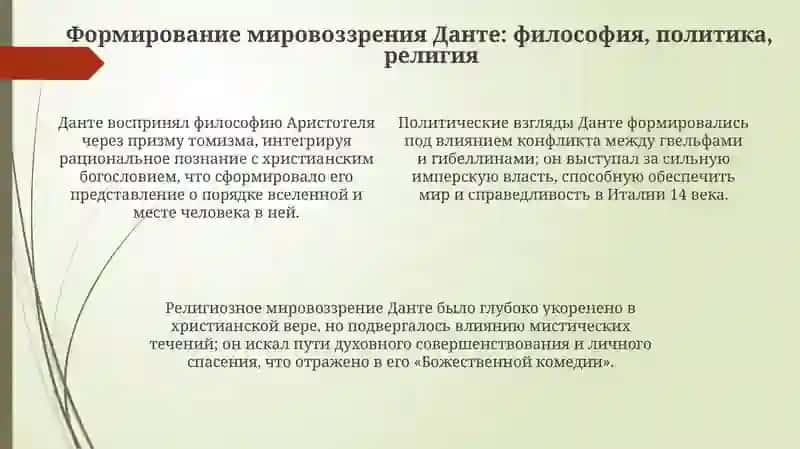 Творческий путь Данте: Особенности его мировоззрения и отражения его взглядов в произведениях 4