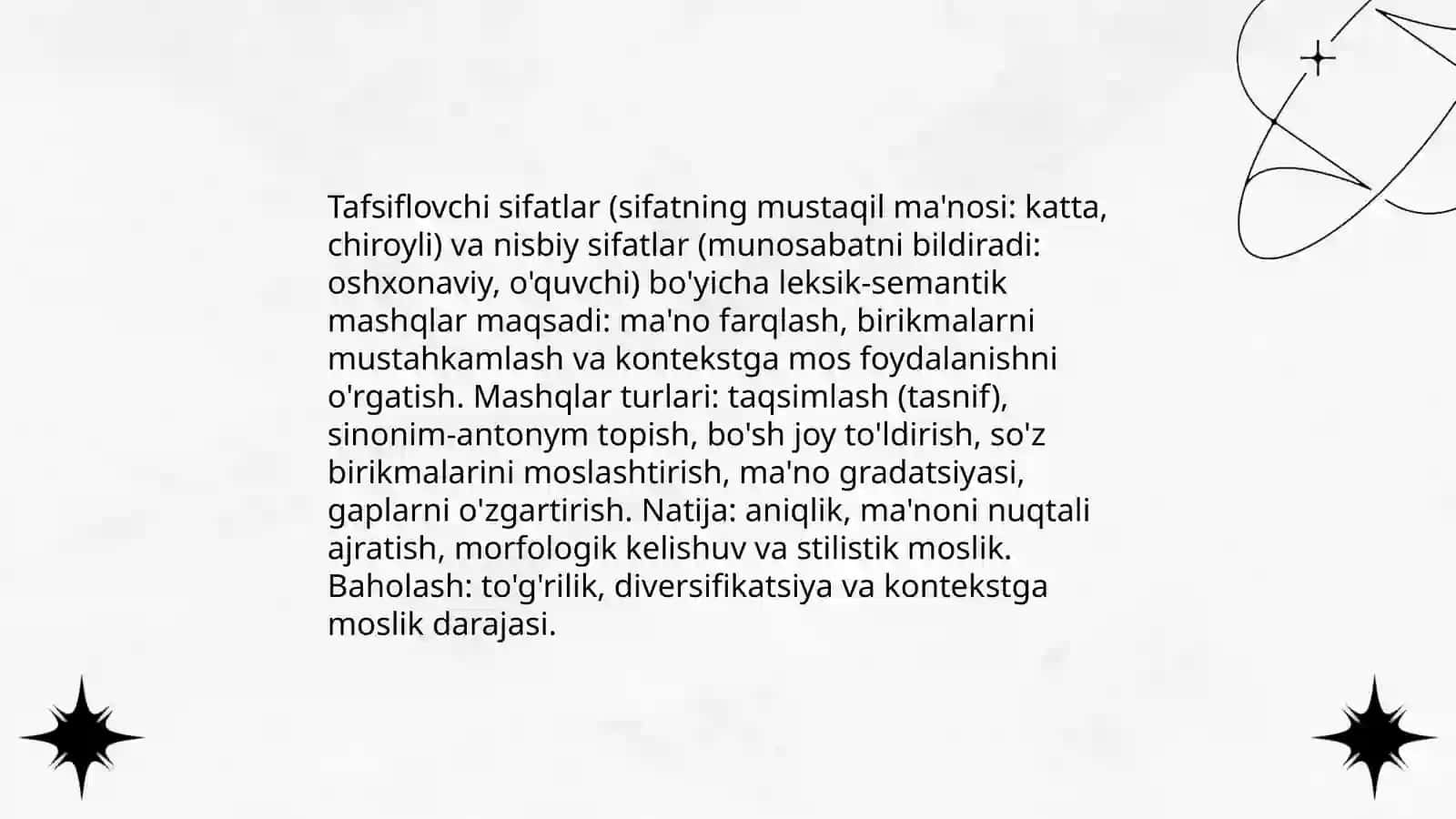 Sifat so'z turkumini o'rganishda leksik-semantik mashiqlar 4