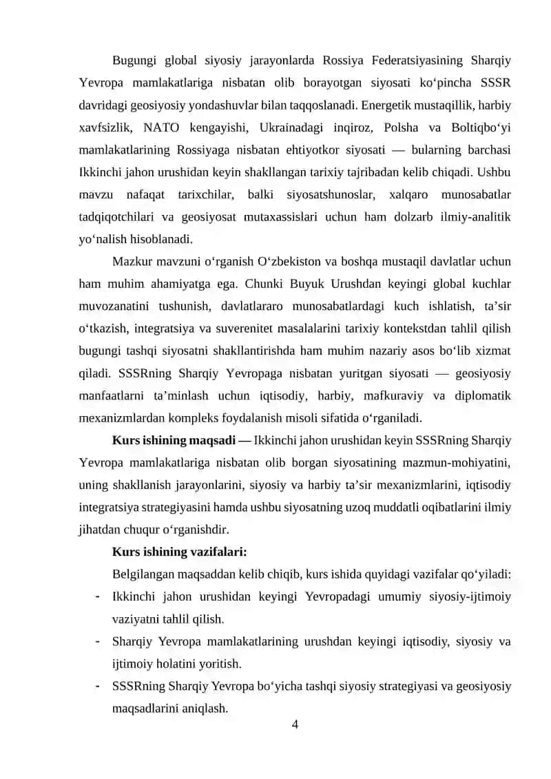 Ikkinchi jahon urishidan keyin SSSRning Sharqiy Yevropa mamlakatlariga nisbatan siyosati 4