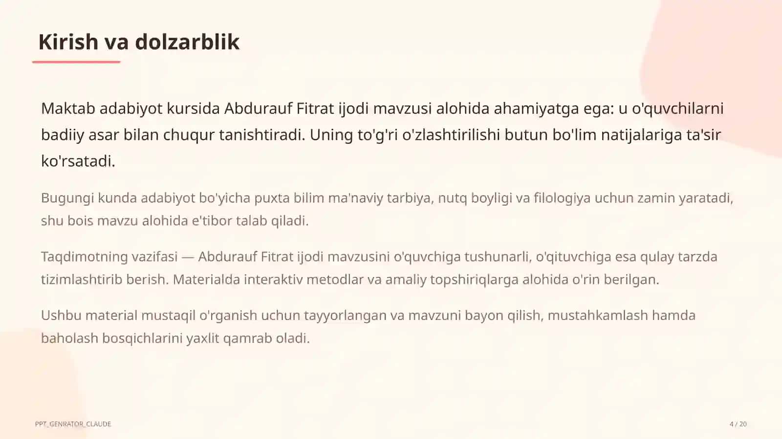Abdurauf Fitrat ijodi (9-sinf) 4