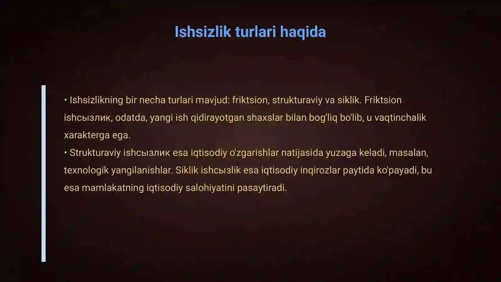 Ishsizlikning mohiyati, turlari va ijtimoiy iqtisodiy tasiri 4