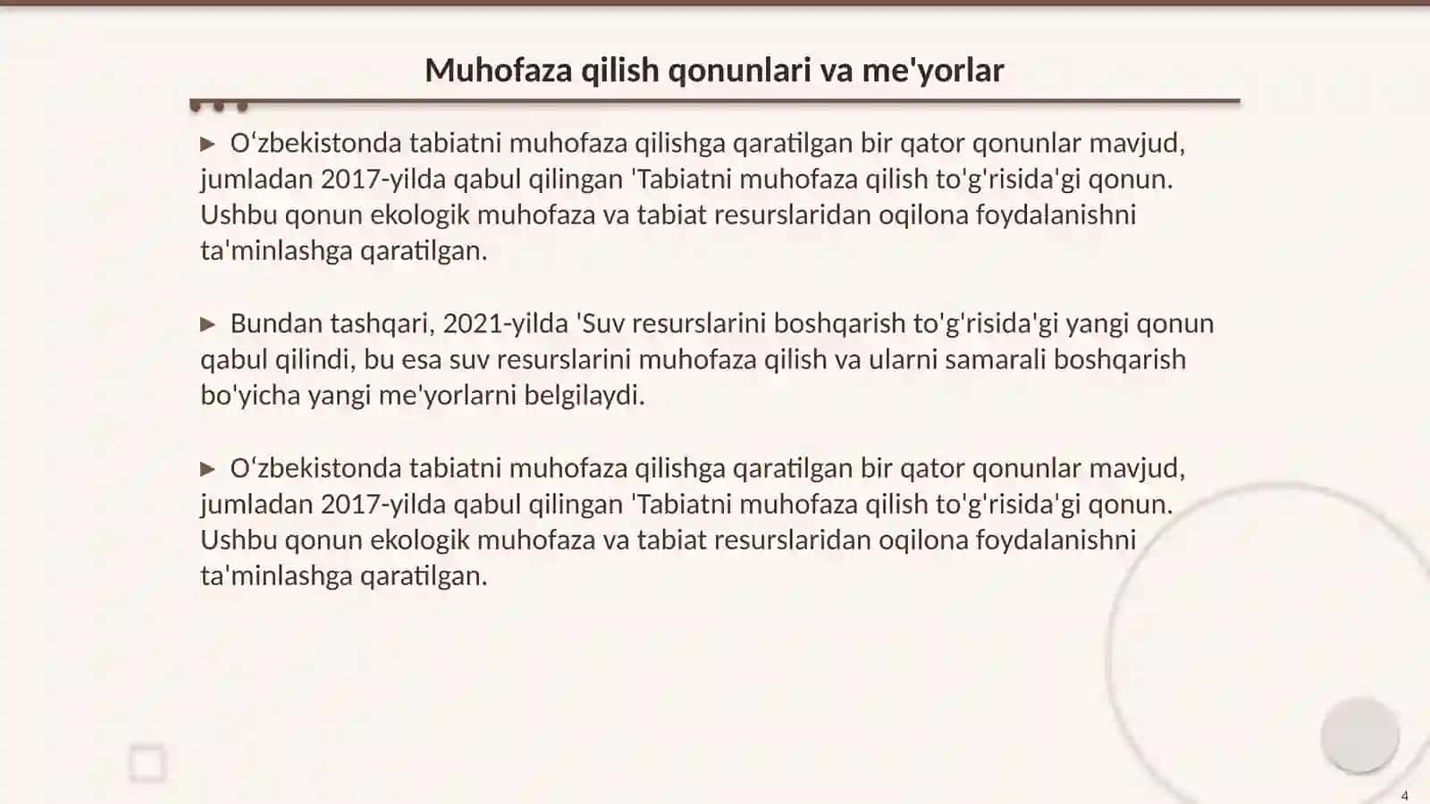 Oʻzbekiston tabiatini muhofaza qilish muomilalari 4