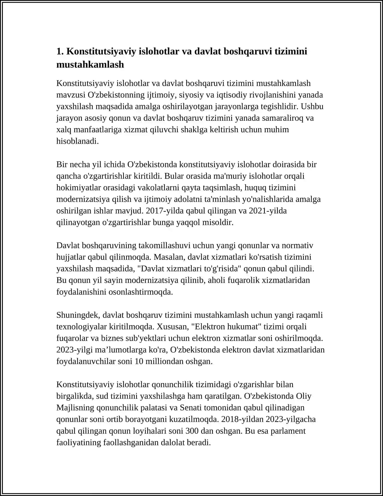 MUSTAQILLIK YILLARIDA DAVLAT BOSHQARUVI TIZIMIDA AMALGA OSHIRILGAN ISLOHOTLAR 4