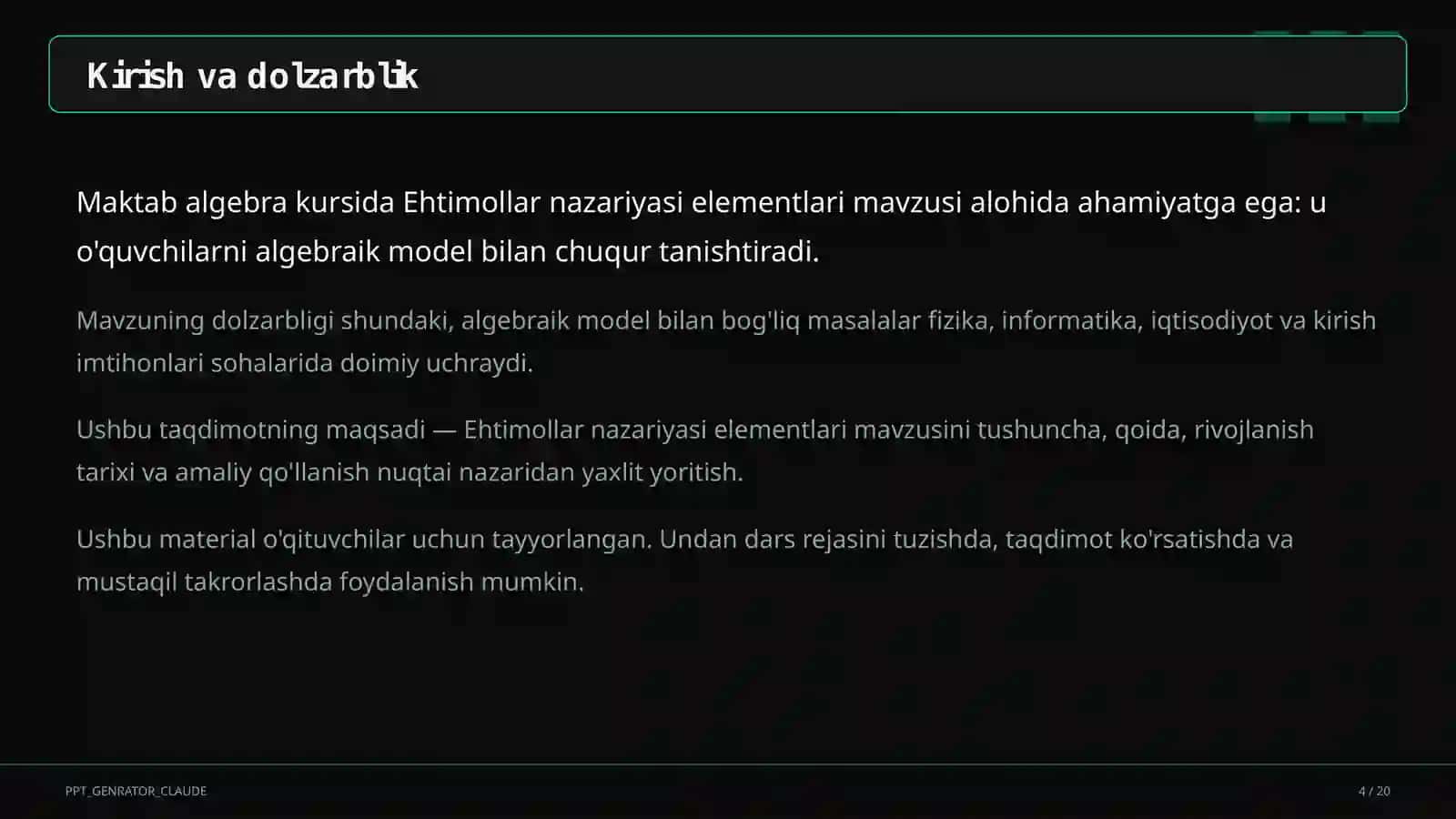 Ehtimollar nazariyasi elementlari (9-sinf) 4