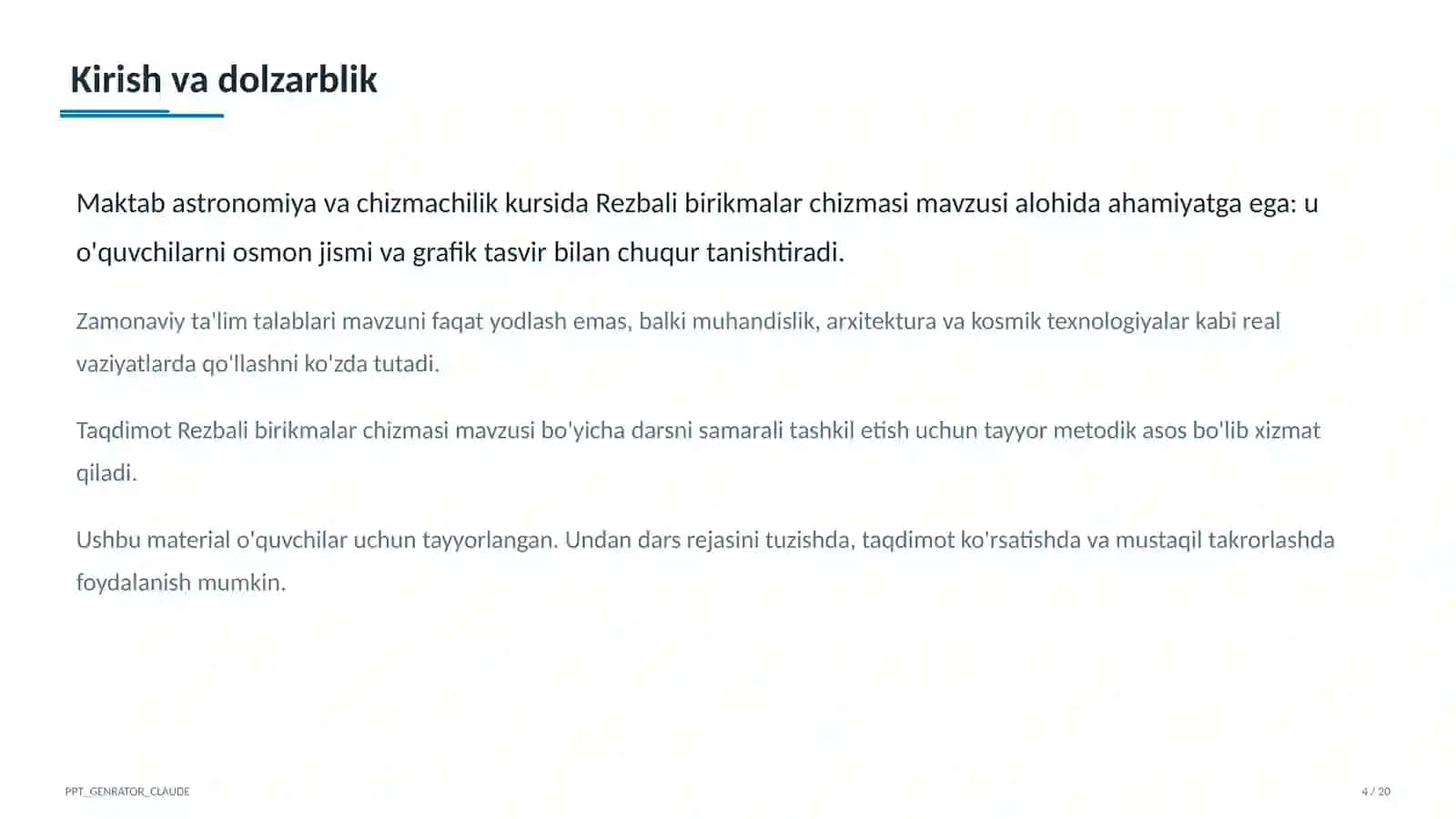 Rezbali birikmalar chizmasi (9-sinf) 4