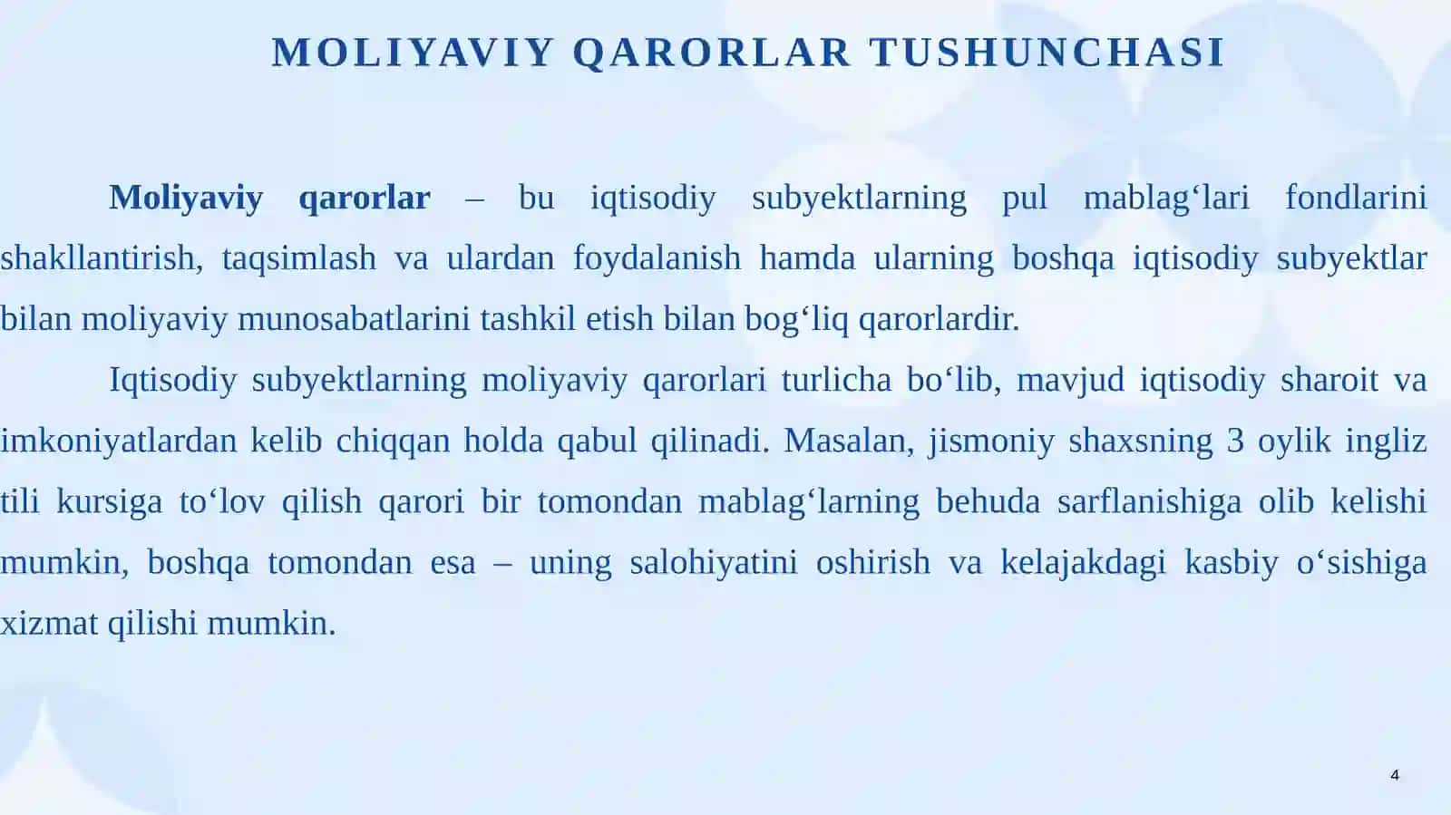 Shaxsiy rejalaştirish va byudjetlashtirish asoslari 4
