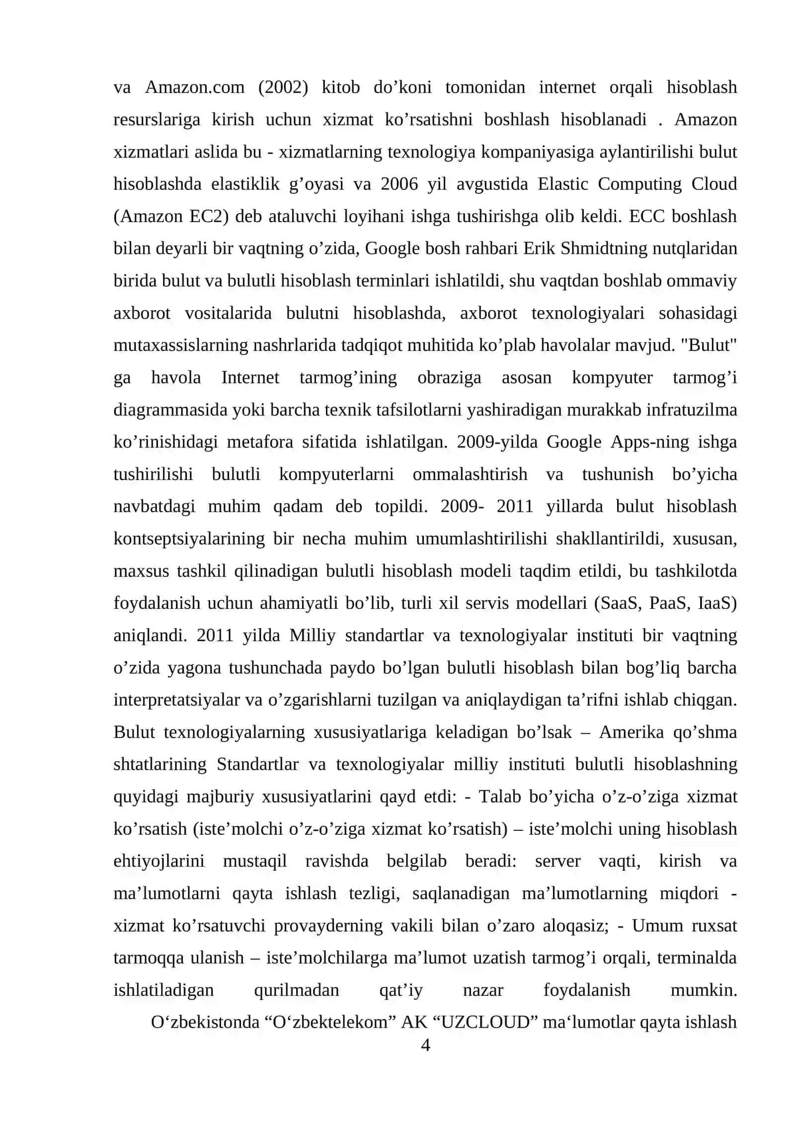 Bulutli texnologiyalar va buluti hisoblash. Bulutli hisoblash hizmatlarini yetkazib berish modellari 4