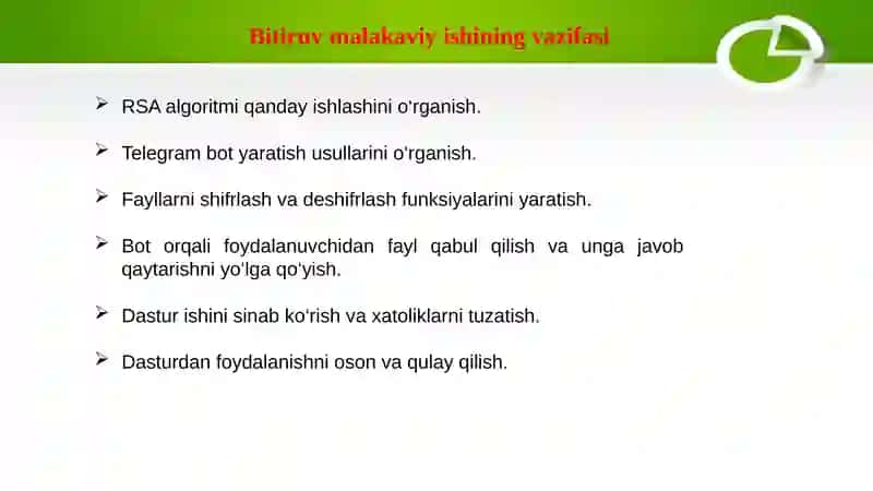 RSA shifrlash algoritimi yordamida fayllarni shifrlash va deshifrlash telegram bot dasturini yaratish 4