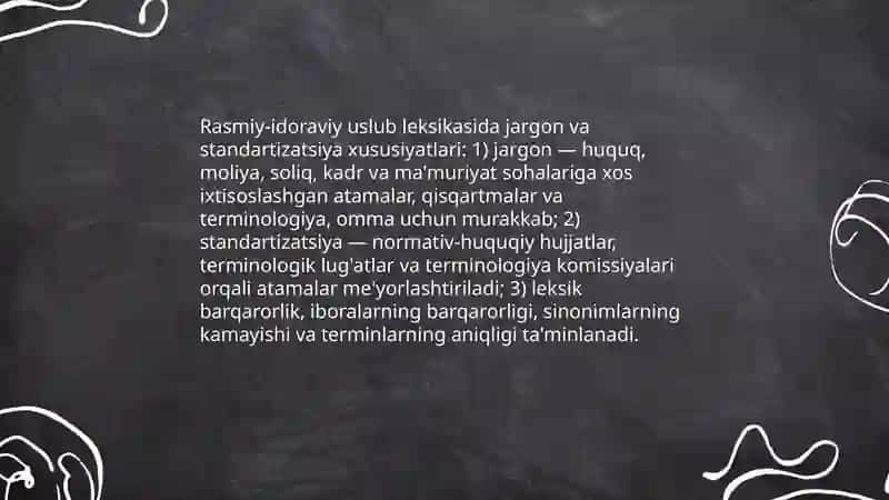 Ilmiy uslub va rasmiy -idoraviy uslublarning leksik-gramatik xususiyatlari 4