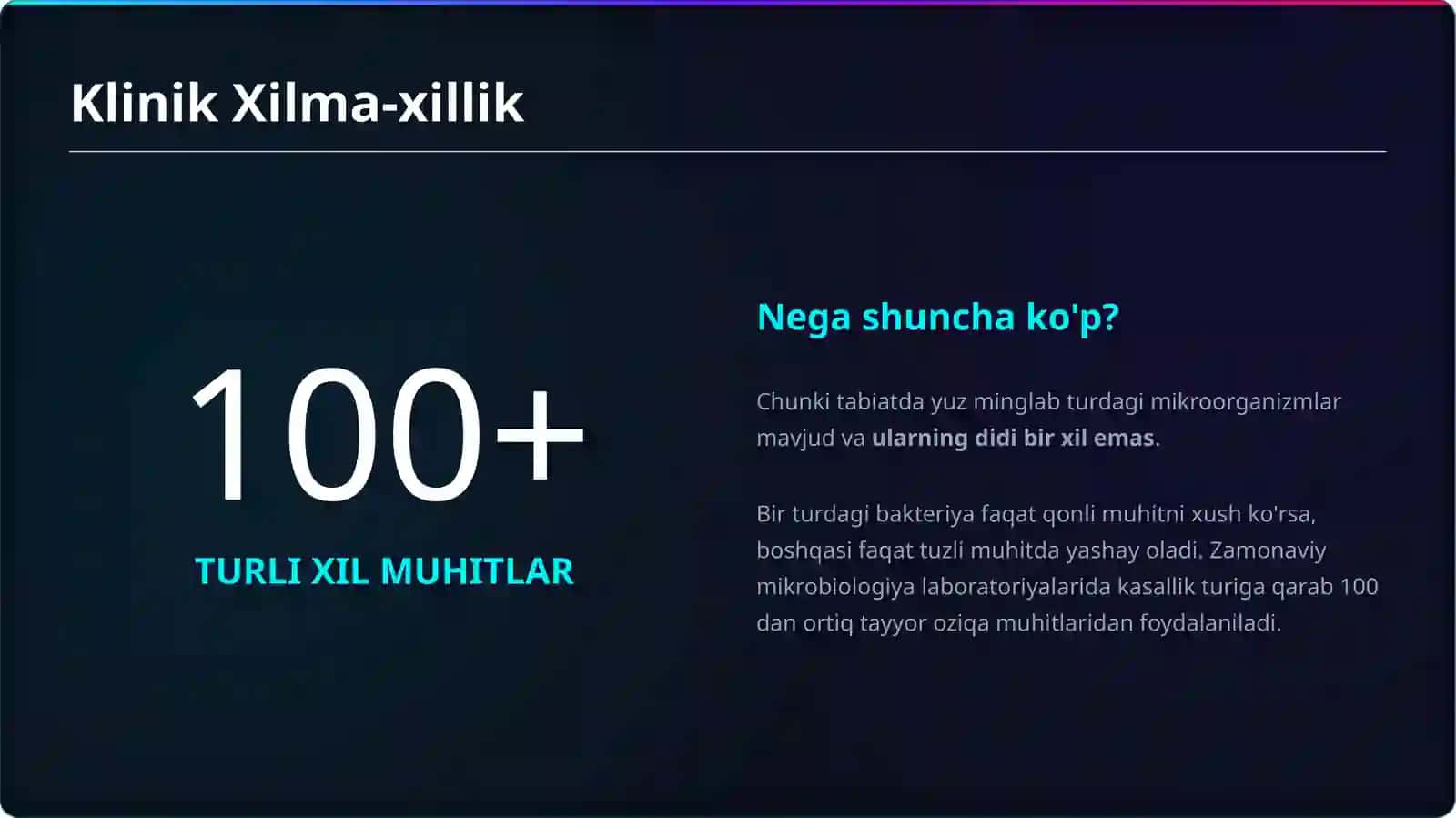 Oziqli muhitlar tasnifi va talablar 4