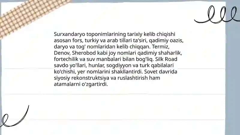 Surxandaryo Toponimik Rayon 4