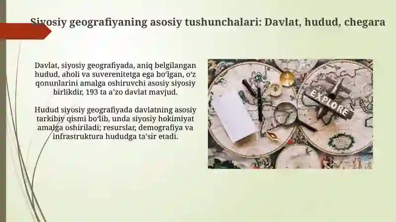 Siyosiy geografiyaning ilmiy tadqiqot ob’ektlari va tushunchalari 4