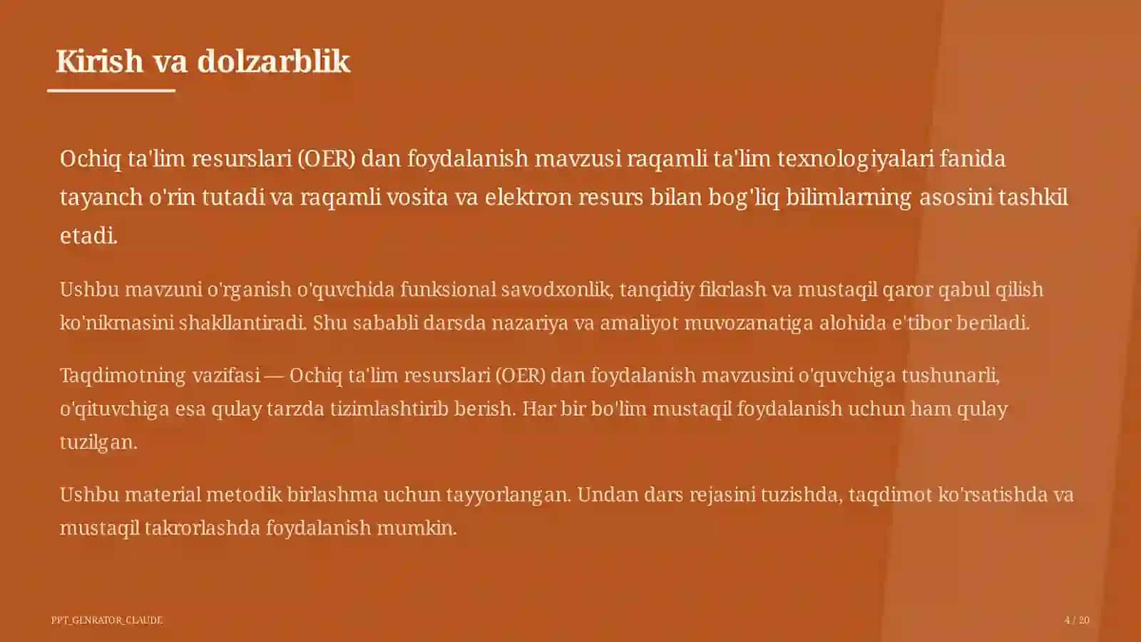 Ochiq ta'lim resurslari (OER) dan foydalanish 4