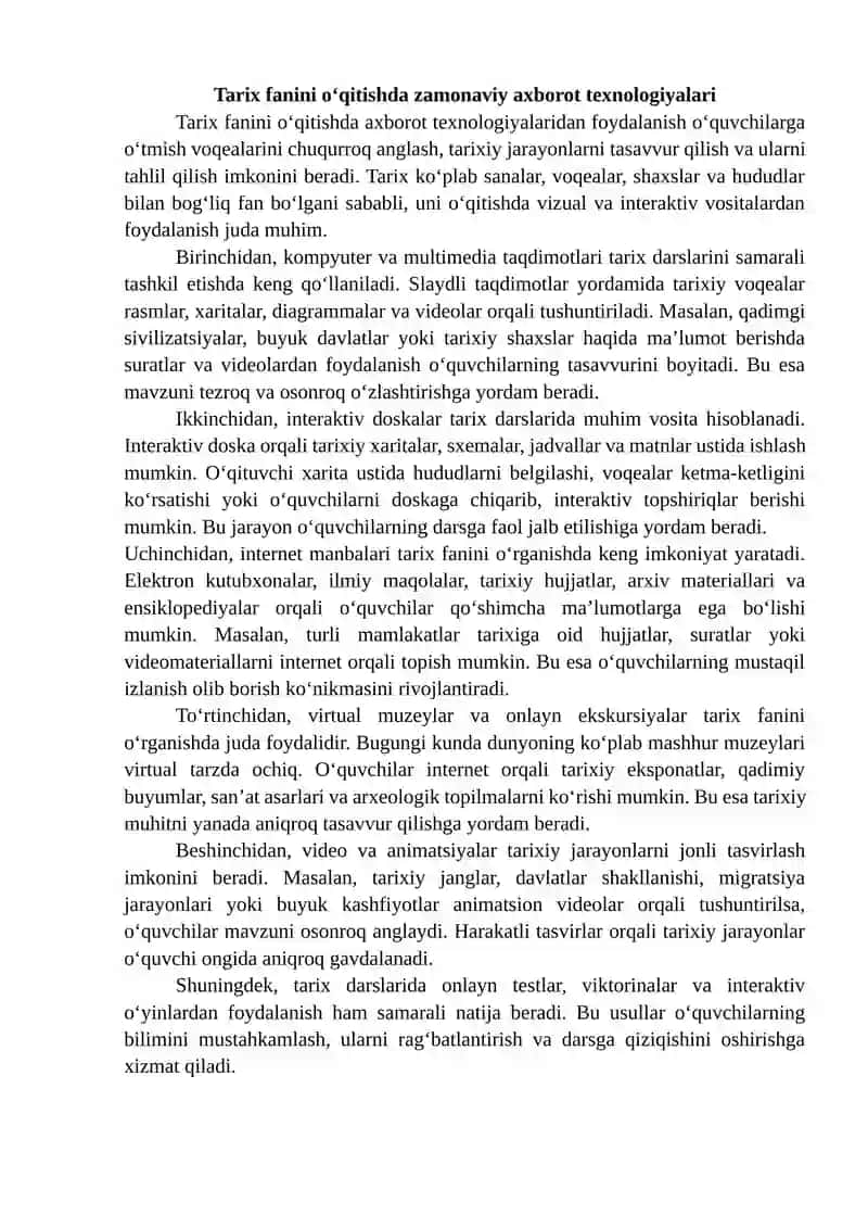 Tarix fanidan axborot texnologiyalarining qo‘llanilishi 4
