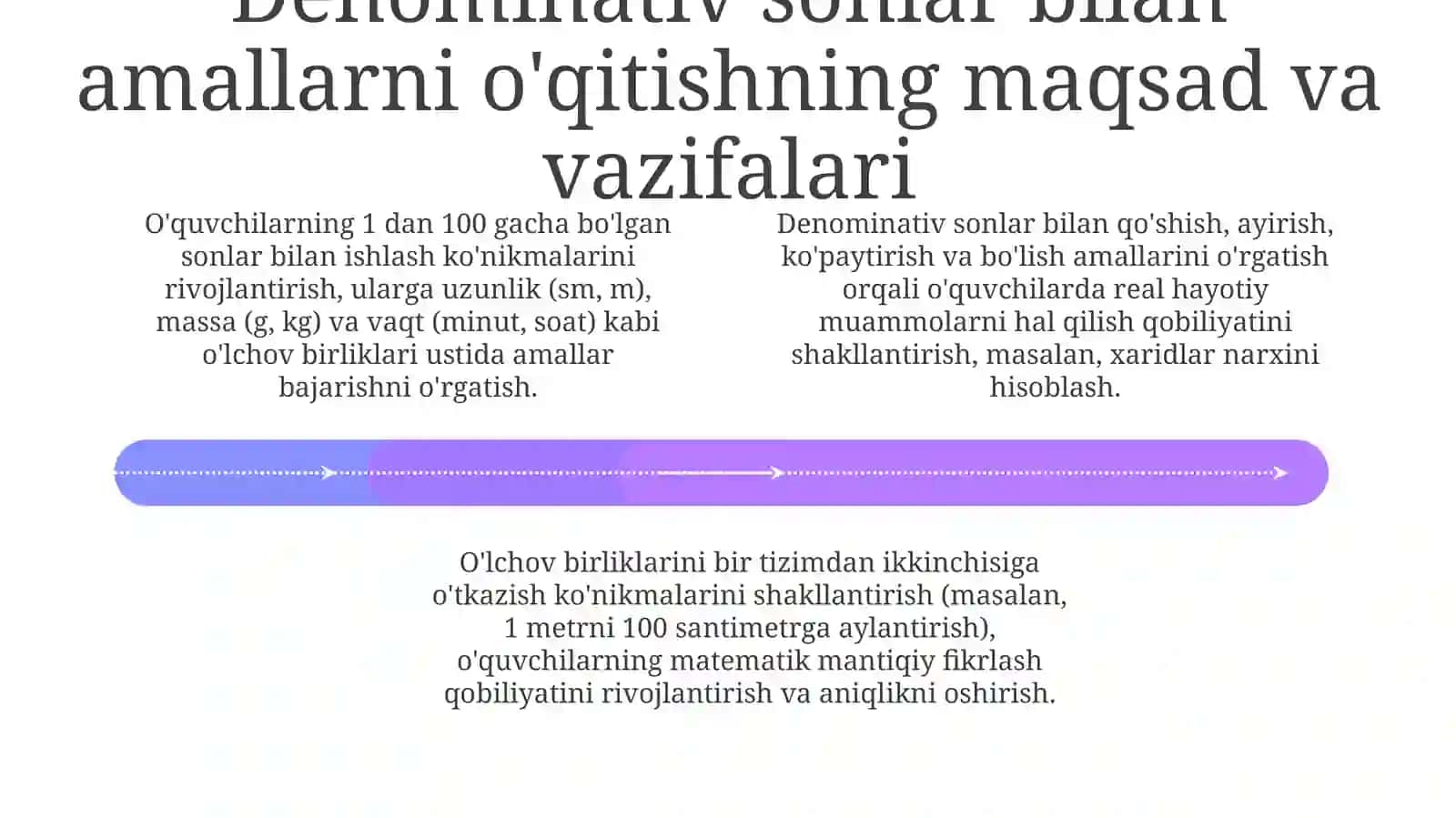 Boshlangʻich sinflarda (ismli sonlar ustida)amallar bajarishga oʻrgatish metodikasi 4