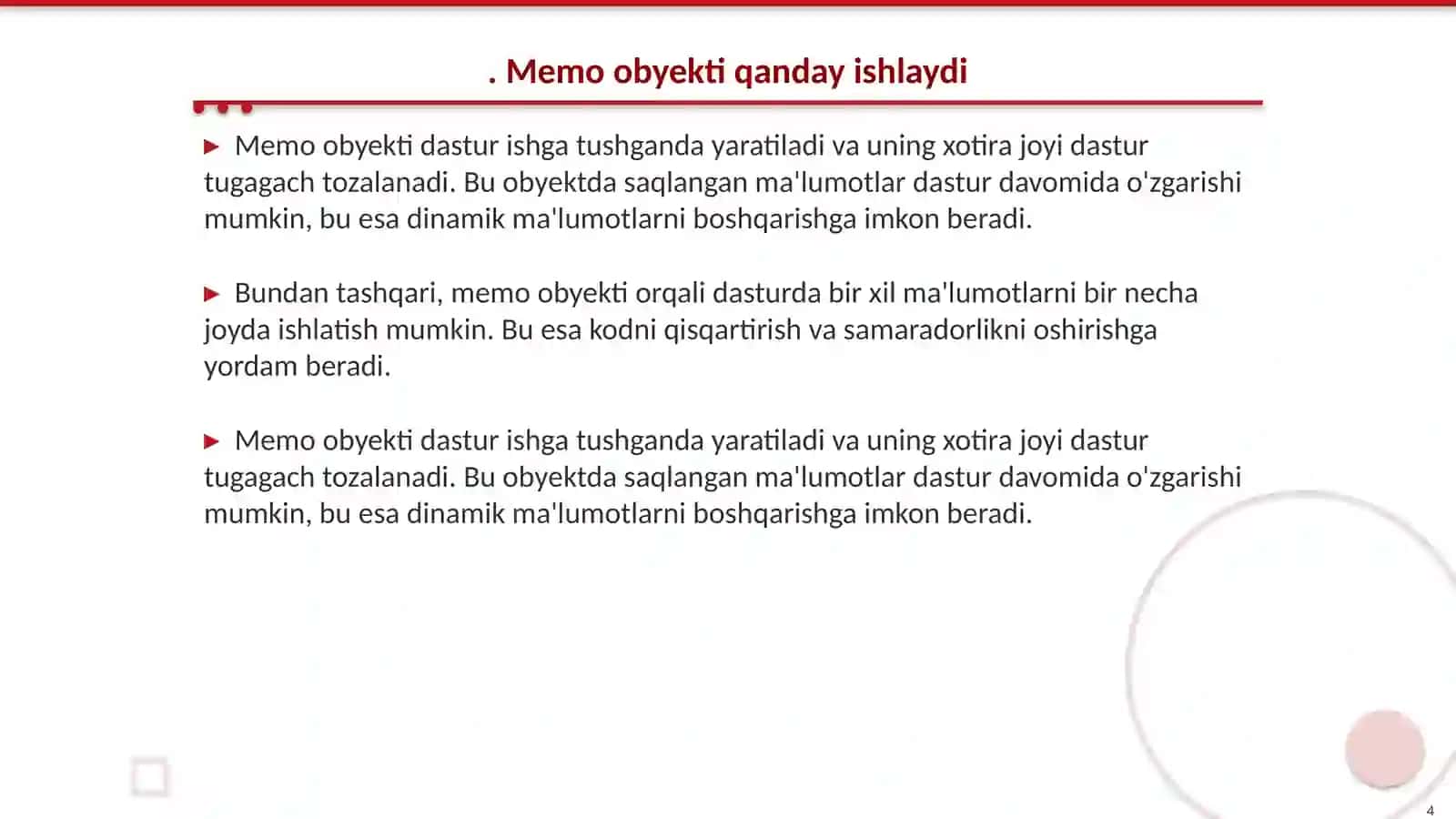 Memo boshqarish obyekti 4