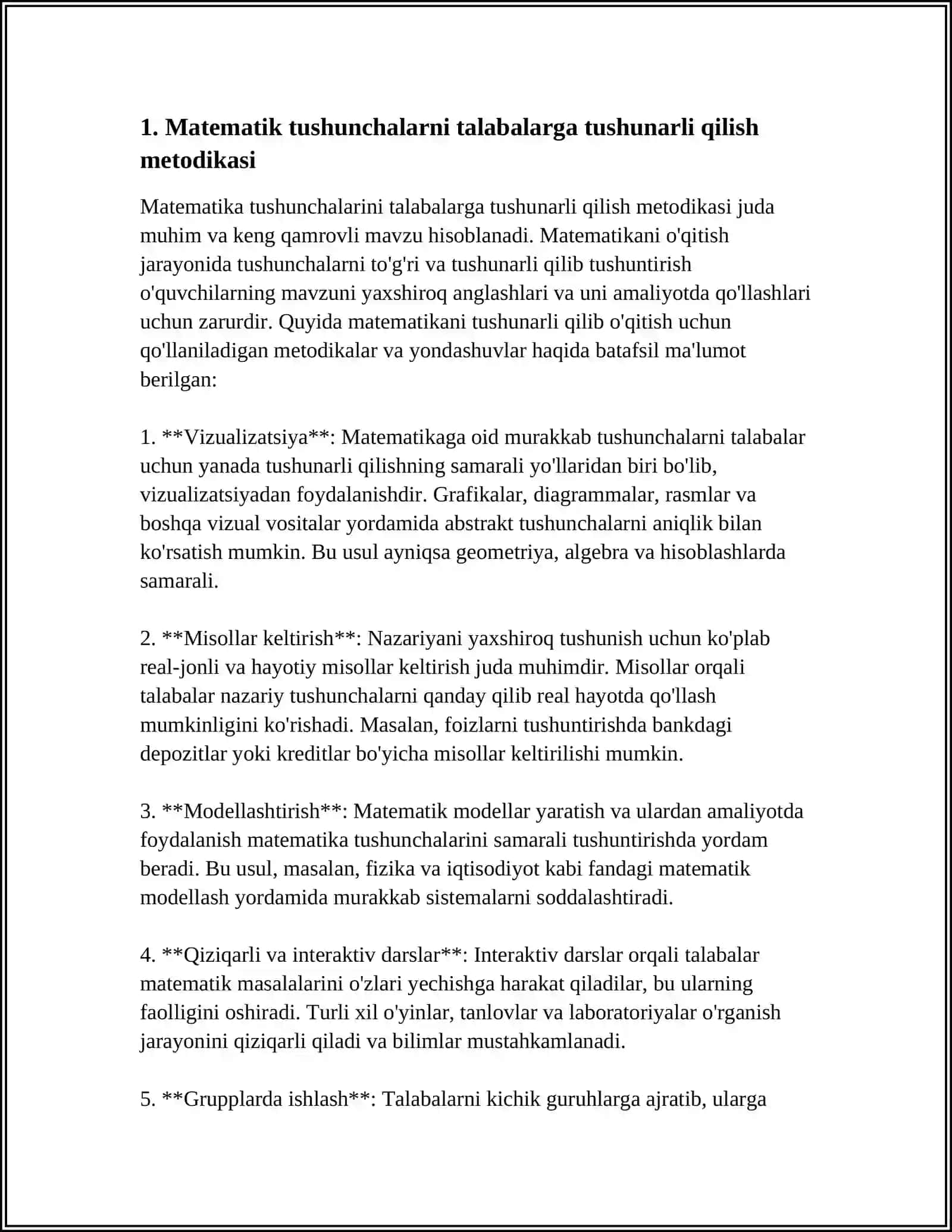 1-SINF MATEMATIKA DARSLARIDA ÕQISHNING ASOSIY XOSSALARINI ÕRGATISH METODIKASI 4
