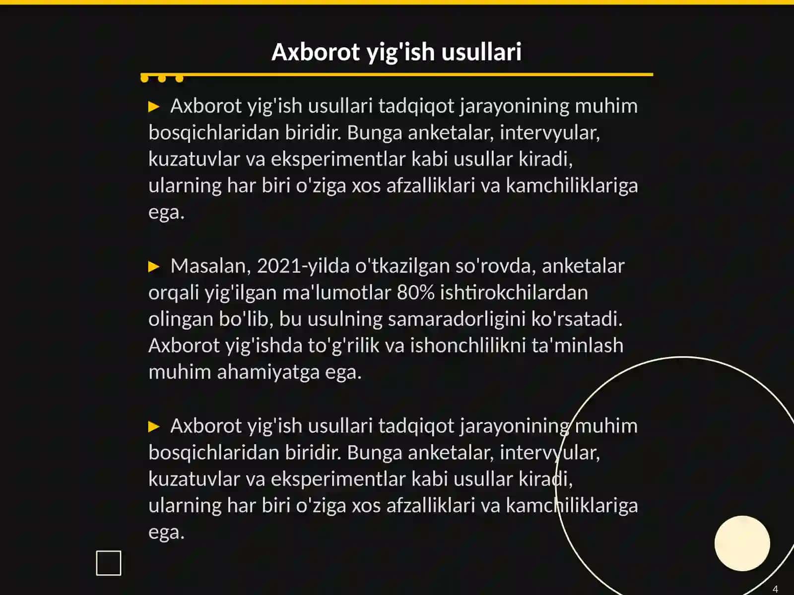 Tadqiqot olib borishning ilmiy asoslari 4