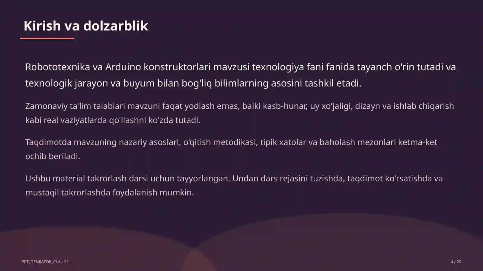 Robototexnika va Arduino konstruktorlari (9-sinf) 4