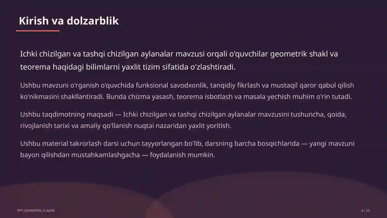 Ichki chizilgan va tashqi chizilgan aylanalar (8-sinf) 4