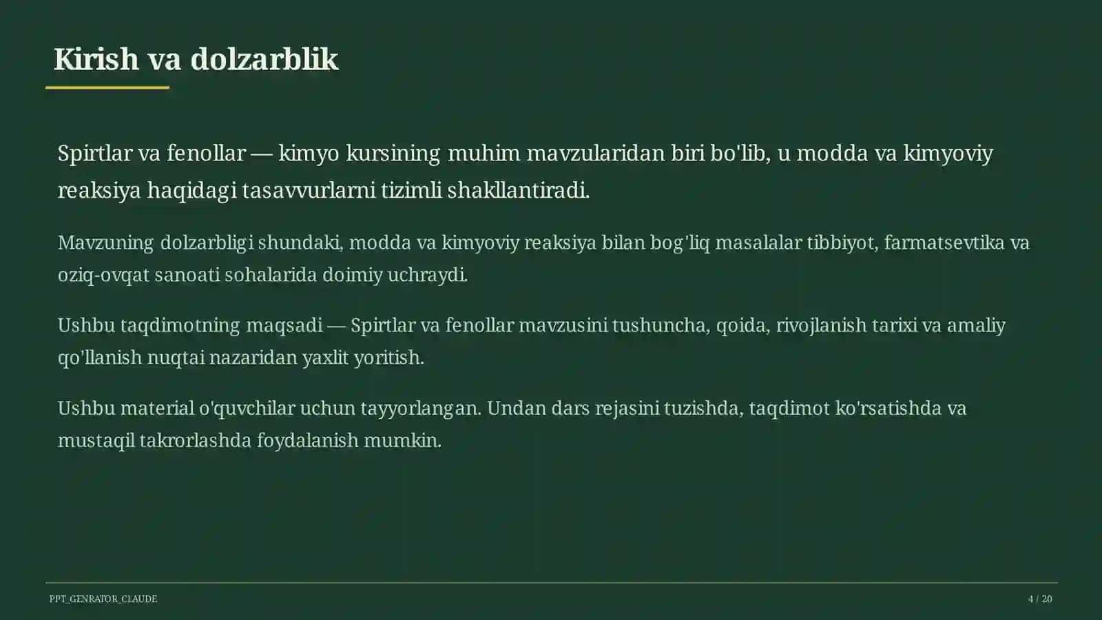 Spirtlar va fenollar (10-sinf) 4