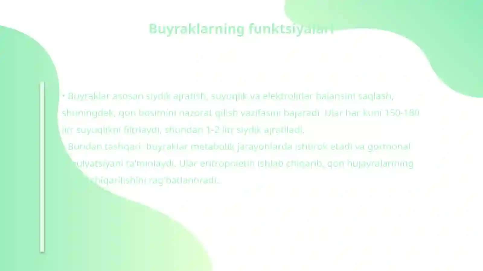 Buyraklar va siydik ajratish fiziologiyasi 4