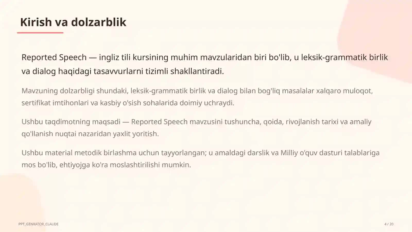 Reported Speech (9-sinf) 4