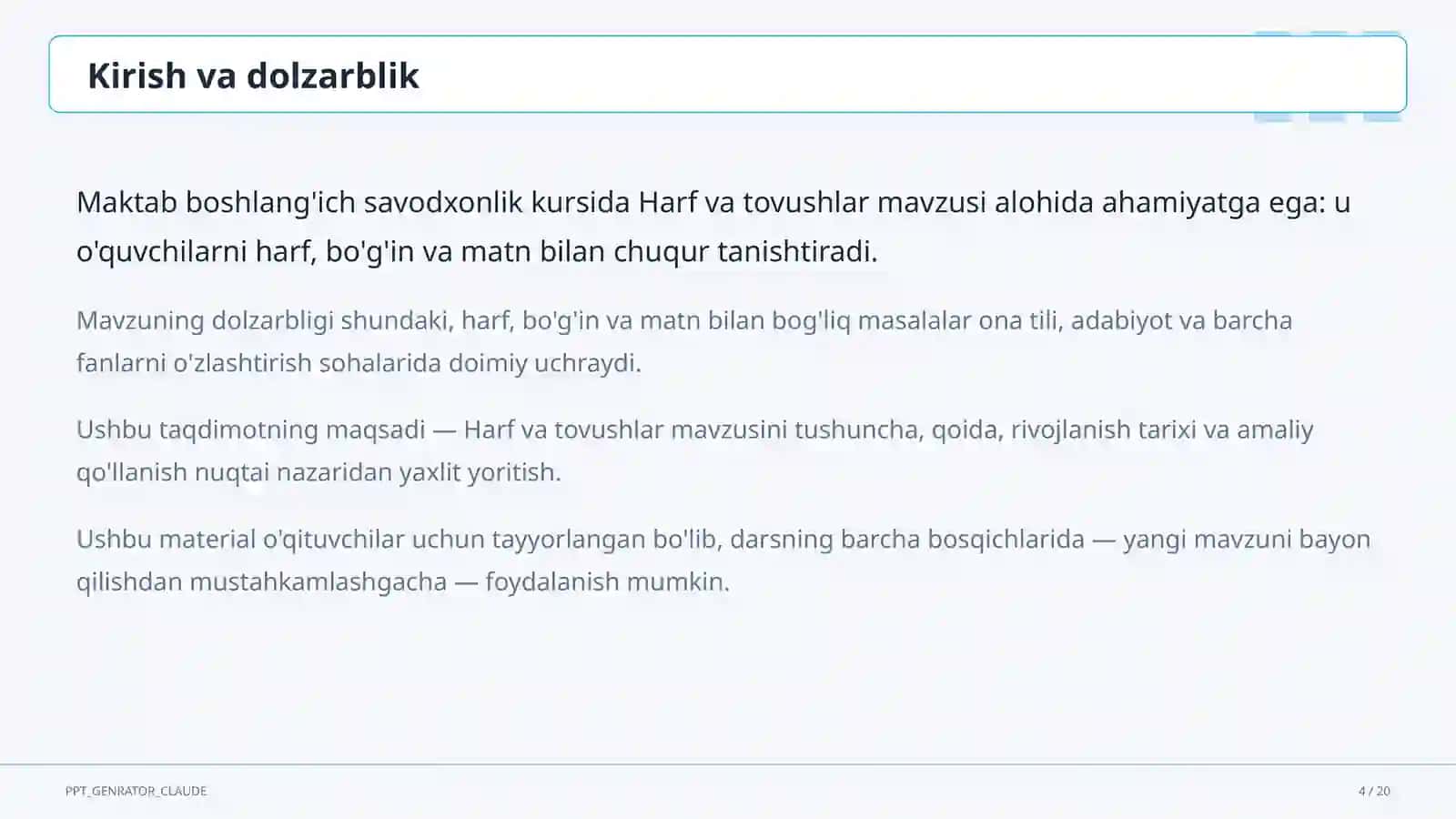 Harf va tovushlar (1-sinf) 4