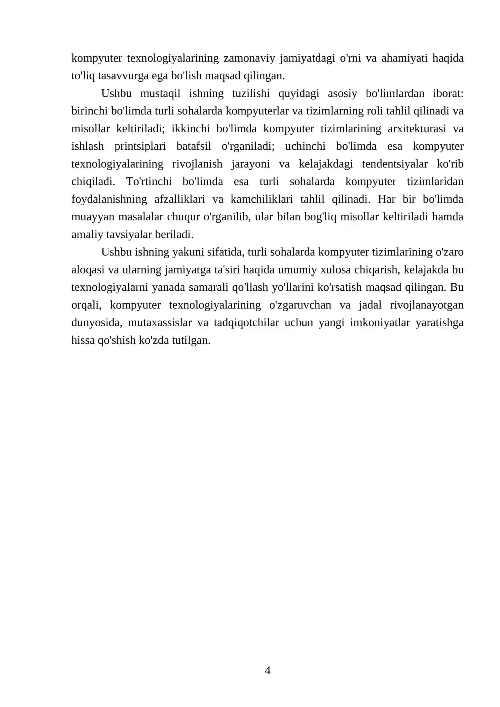 Turli sohalar uchun mo'ljallangan kopmyuterlar va komyuter tizimlari yuzasidan tahliliy malumot tayyorlash 4