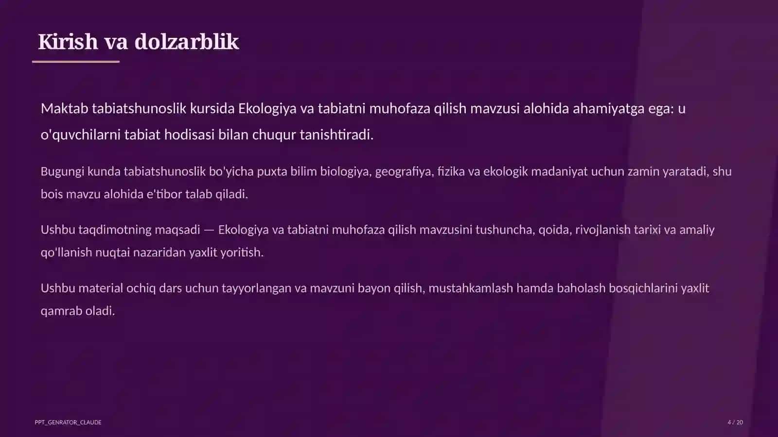 Ekologiya va tabiatni muhofaza qilish (4-sinf) 4
