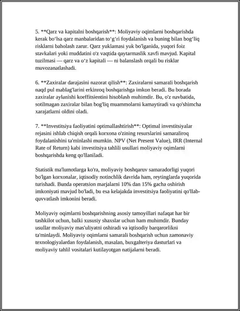 MOLIYAVIY OQIMLAR VA ULARNI BOSHQARISH 4
