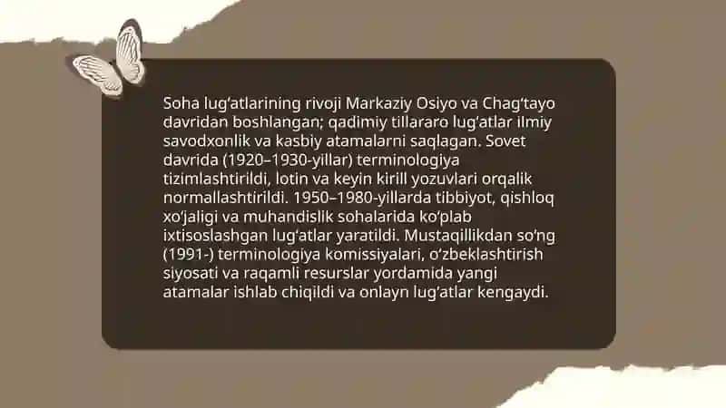 Soha lugʻatlari 4