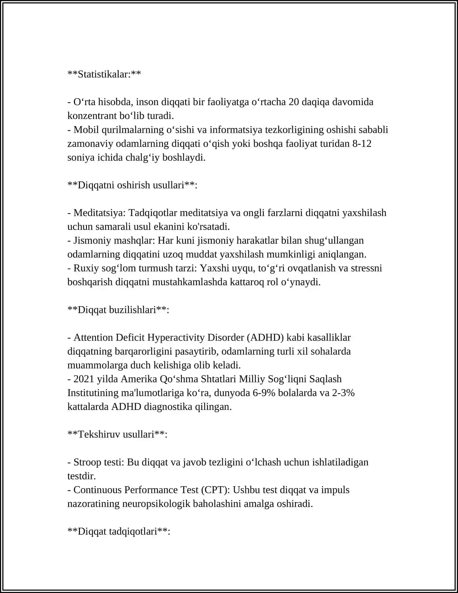 DIQQAT MAVZUSIGA REFIRAT 4